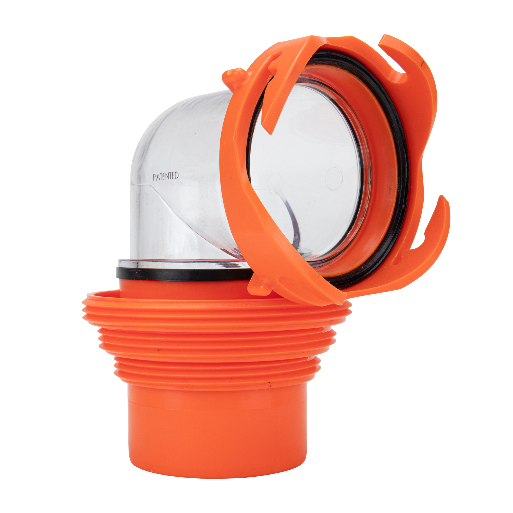Camco Rhino Clear RV Sewer Hose Elbow with 4-in-1 Adapter — Features a 360° Swivel Fitting Rotation & Odor-Tight Protection — Fits Most Sewer Dump Stations